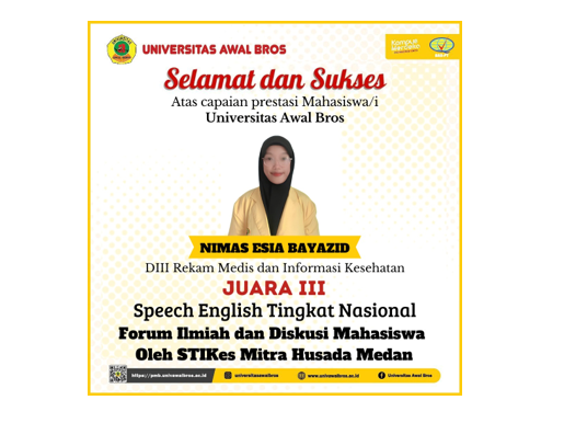 MAHASISWA RMIK JUARA IIII LOMBA SPEECH ENGLISH TINGKAT NASIONAL