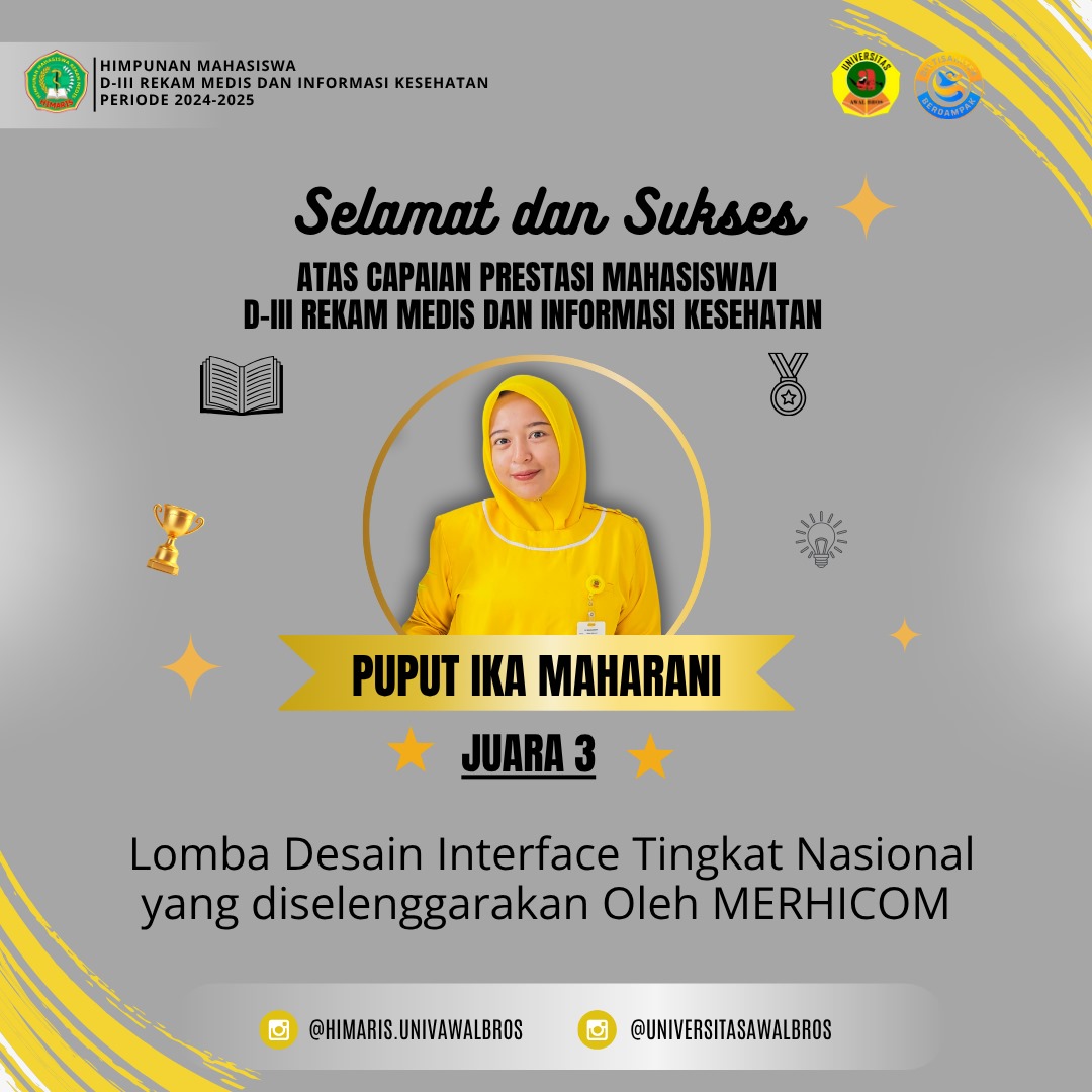 PUPUT IKA MAHARANI MAHASISWI D3 REKAM MEDIS RAIH JUARA 3 LOMBA DESIGN INTERFACE TINGKAT NASIONAL