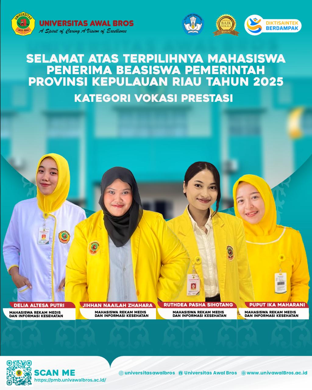 MAHASISWA REKAM MEDIS LOLOS BEASISWA PEMPROV KEPRI