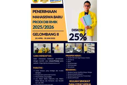 PENERIMAAN MAHASISWA BARU PRODI REKAM MEDIS DAN INFORMASI KESEHATAN GELOMBANG II TA 2025/2026