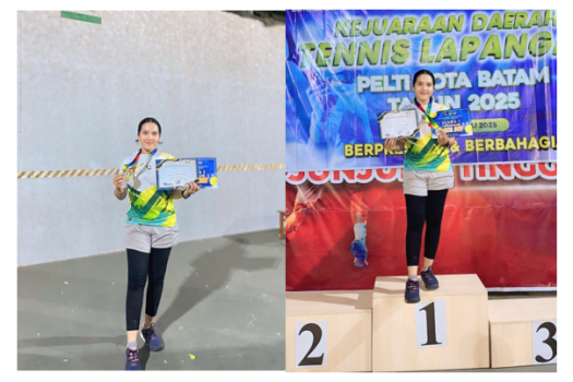 MARIA VICTORIA HUTABARAT MAHASISWI D3 REKAM MEDIS DAN INFORMASI KESEHATAN RAIH JUARA 1 TENIS LAPANGAN TUNGGAL PUTRI