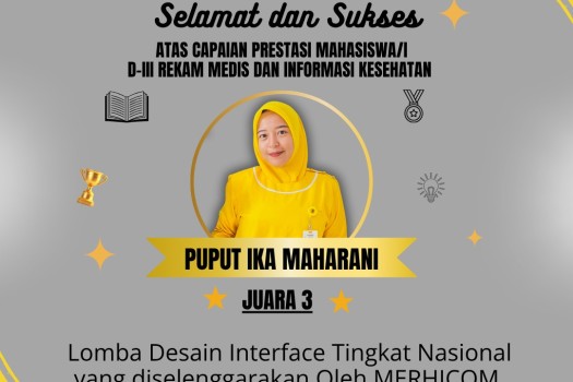 PUPUT IKA MAHARANI MAHASISWI D3 REKAM MEDIS RAIH JUARA 3 LOMBA DESIGN INTERFACE TINGKAT NASIONAL